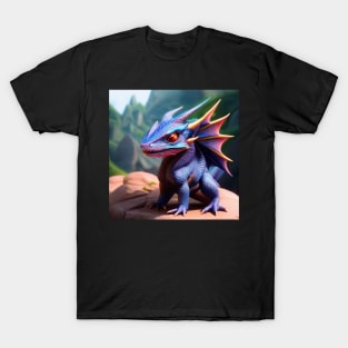 Blue and Purple Baby Horned Dragon T-Shirt